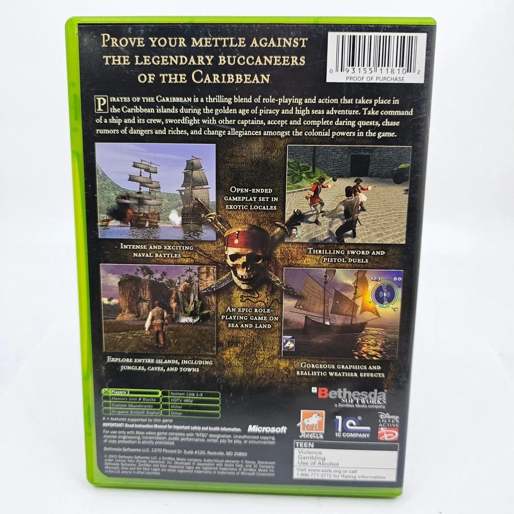 Pirates of the Caribbean Xbox 2003 Bethesda CIB Complete with Manual